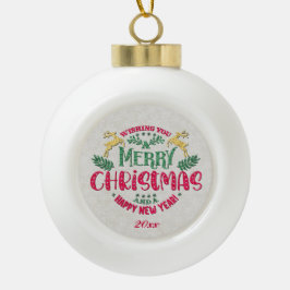 メリークリスマスと新年のあけましておめでとうございます セラミックボールオーナメント