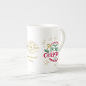メリークリスマスと新年のあけましておめでとうございます ボーンチャイナマグカップ (正面右)