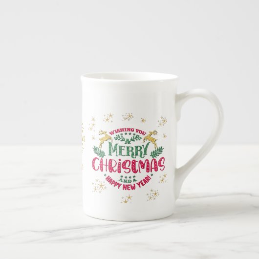 メリークリスマスと新年のあけましておめでとうございます ボーンチャイナマグカップ (右)