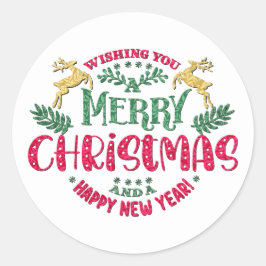 メリークリスマスと新年のあけましておめでとうございます ラウンドシール