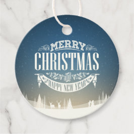 メリークリスマスと新年のあけましておめでとうございます 雪のシーン フェイバータグ
