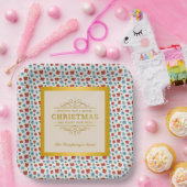 メリークリスマスと新年のギフトの背景パターン ペーパープレート (パーティー)