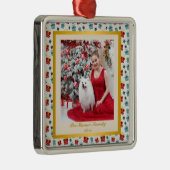 メリークリスマスと新年のギフトの背景パターン メタルオーナメント (右)