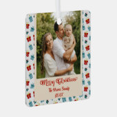 メリークリスマスと新年のギフトの背景パターン メタルオーナメント (正面右)