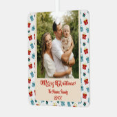 メリークリスマスと新年のギフトの背景パターン メタルオーナメント (正面左)