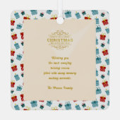 メリークリスマスと新年のギフトの背景パターン メタルオーナメント (裏面)