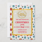 メリークリスマスと新年のギフトの背景パターン 招待状 (正面)