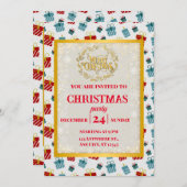 メリークリスマスと新年のギフトの背景パターン 招待状 (正面/裏面)