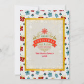 メリークリスマスと新年のギフトの背景パターン 招待状 (裏面)