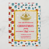 メリークリスマスと新年のギフトの背景パターン 招待状 (正面/裏面)