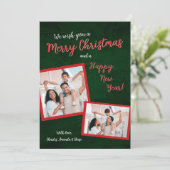 メリークリスマスと新年の写真ホリデーカード 招待状 (スタンド正面)