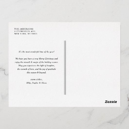 メリークリスマスと新年の書 箔シーズンポストカード (裏面)