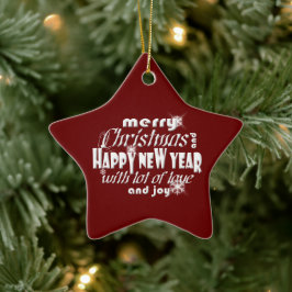 メリークリスマスと新年の赤 セラミックオーナメント