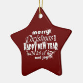 メリークリスマスと新年の赤 セラミックオーナメント (左)