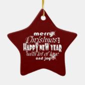 メリークリスマスと新年の赤 セラミックオーナメント (裏面)