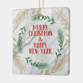 メリークリスマスと新年を迎える大理石 セラミックオーナメント (左)