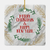 メリークリスマスと新年を迎える大理石 セラミックオーナメント (裏面)
