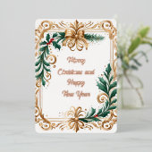 メリークリスマスと新年 箔シーズンカード (立ち正面)