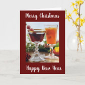 「メリークリスマスと本当に嬉しい新年」 カード (黄色い花)