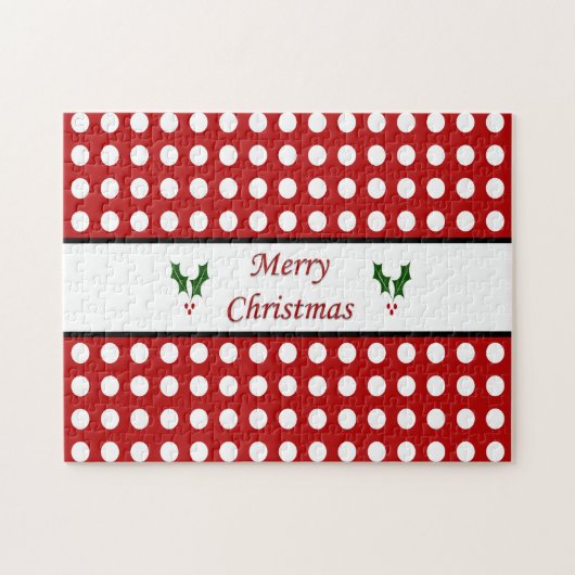メリークリスマスと水玉模様柄 ジグソーパズル (横)