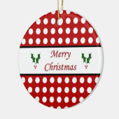 メリークリスマスと水玉模様柄 セラミックオーナメント (左)