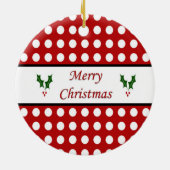 メリークリスマスと水玉模様柄 セラミックオーナメント (裏面)