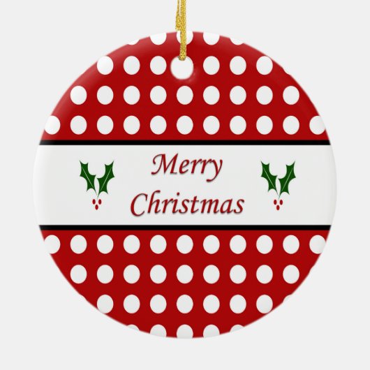 メリークリスマスと水玉模様柄 セラミックオーナメント (裏面)