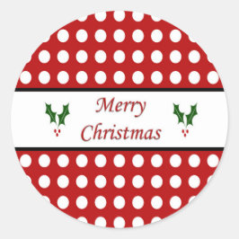 メリークリスマスと水玉模様柄 ラウンドシール
