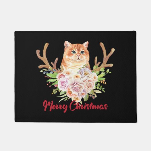 メリークリスマスと猫 ドアマット (正面)
