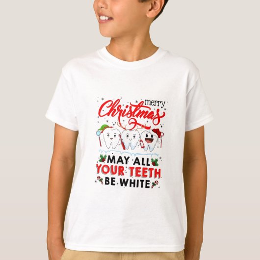 メリークリスマスと白い歯 Tシャツ (正面)
