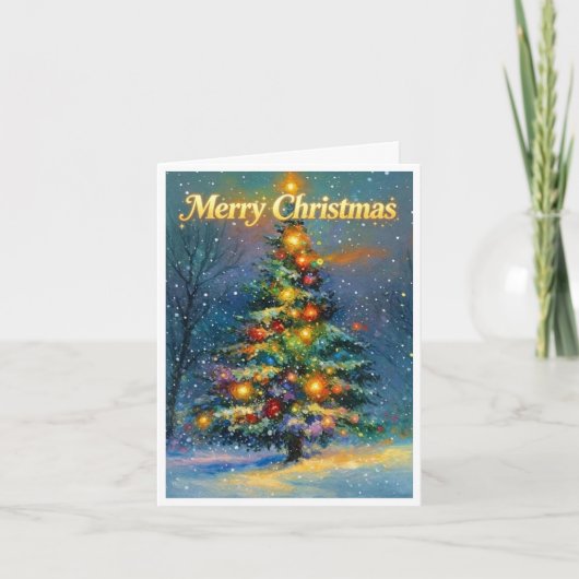 メリークリスマスと立派なクリスマスツリー カード (正面)