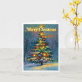 メリークリスマスと立派なクリスマスツリー カード (黄色い花)