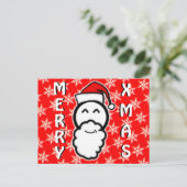 メリークリスマスと笑顔のサンタクロース シーズンポストカード (スタンド正面)