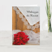 メリークリスマスと結婚式の日付カードを保存 シーズンカード (正面)