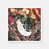 メリークリスマスと金ゴールドそり スタンダードカクテルナプキン (正面)