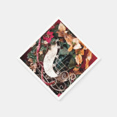 メリークリスマスと金ゴールドそり スタンダードカクテルナプキン (角)