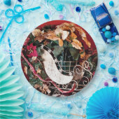 メリークリスマスと金ゴールドそり ペーパープレート (パーティー)