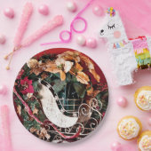 メリークリスマスと金ゴールドそり ペーパープレート (パーティー)