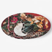 メリークリスマスと金ゴールドそり ペーパープレート (アングル)