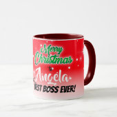 メリークリスマスと雪だるまオン最高のボス・エバー マグカップ (正面右)