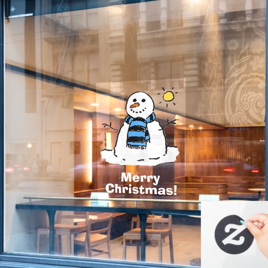 メリークリスマスと雪だるま ウィンドウサイン (カフェ窓)