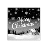 メリークリスマスと雪の風景 ラバースタンプ (インプリント)