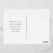 メリークリスマスと雪片の写真 |白 箔シーズンポストカード (裏面)