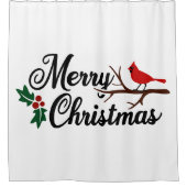 メリークリスマスと（鳥）ショウジョウコウカンチョウ シャワーカーテン (正面)