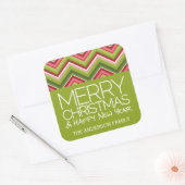 メリークリスマスとHNY -カスタムブライトシェブロン スクエアシール (封筒)
