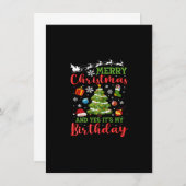 メリークリスマスとYes私の誕生日クリスマスツリー 招待状 (正面/裏面)