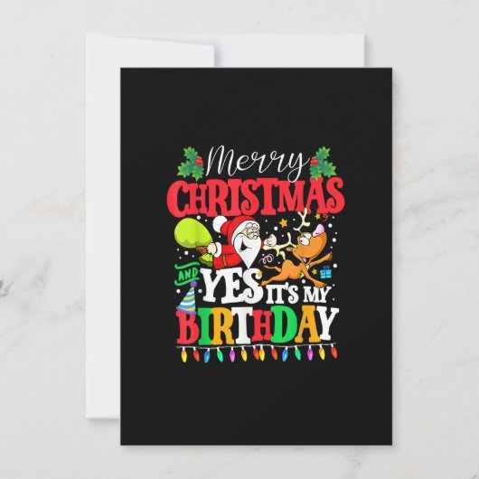 メリークリスマスとYes私の誕生日クリスマス少年 招待状 (正面)