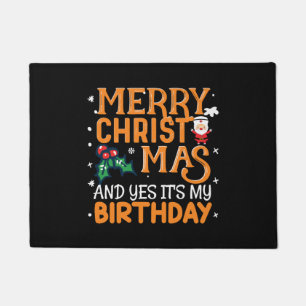 メリークリスマスとYes私の誕生日 ドアマット