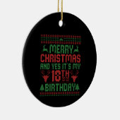 メリークリスマスとYes私の18誕生日ギフト セラミックオーナメント (右)