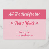 メリークリスマスにフォトボーブルを追加ピンク実在色 箔シーズンカード (裏面)